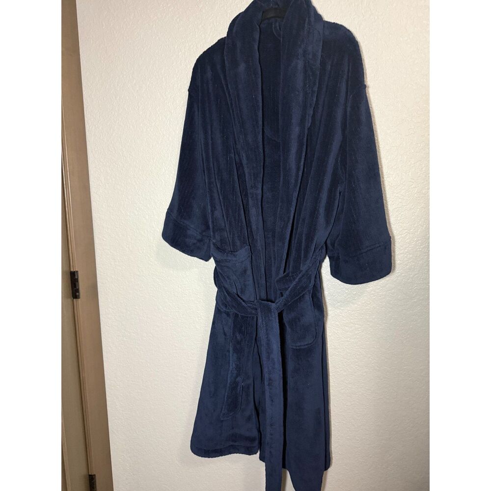 Mens XL/XXL Statements Navy Robe Washed but Not Worn Soft/Comfy w/tie belt